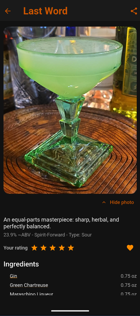 Open, rate, and favorite a recipe