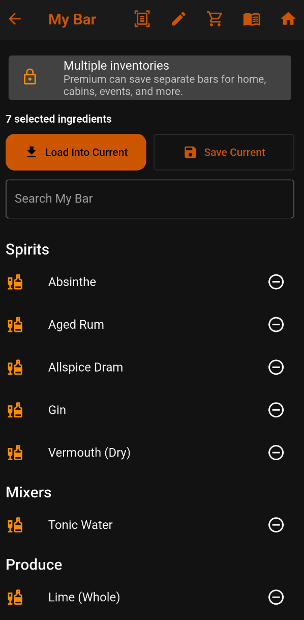 Review your purchases in My Bar