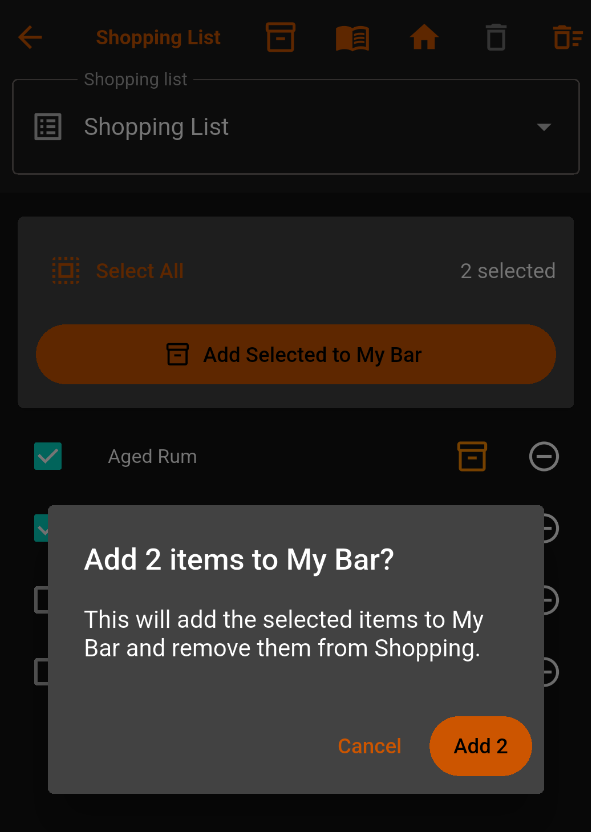 Confirm adding your purchases