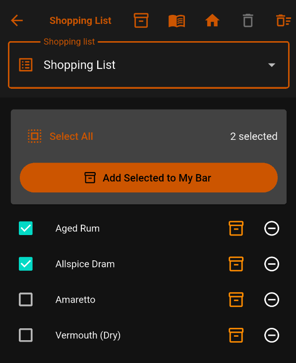Check off several purchases