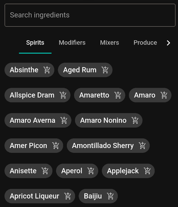 Choose your ingredients