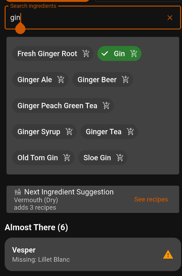 Search for Gin and select it