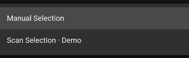 Manual Selection and Scan Selection Demo options